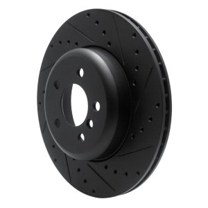 BMW 535I GT xDrive Brake Rotor (1) - Rear Right - R1 Concepts - Drilled & Slotted - Black - `10-`19